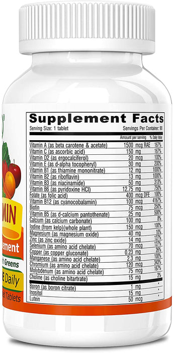 Deva Vegan Multivitamin and Mineral Supplement with Iron Free -- 90 Tablets