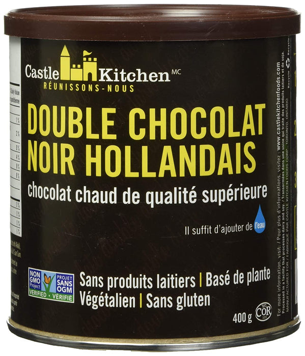Castle Kitchen Double Dutch Dark Chocolate - Dairy-Free, Vegan Premium Hot Chocolate Mix - Just Add Water - 14 oz