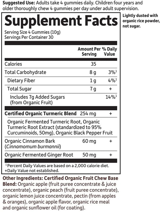 Garden of Life Mykind Organics Turmeric Inflammatory Response Gummy - 120 Real Fruit Gummies for Kids & Adults, 50Mg Curcumin (95% Curcuminoids), No Added Sugar, Organic, Non-GMO, Vegan & Gluten Free