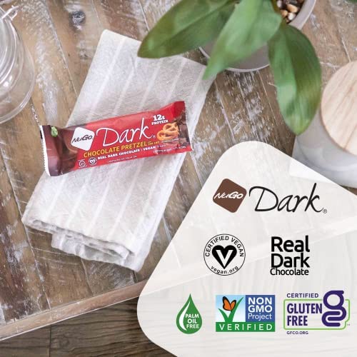 NuGo Dark Chocolate Pretzel, 12g Vegan Protein, 200 Calories, Gluten Free, 1.76 Ounce (Pack of 12)